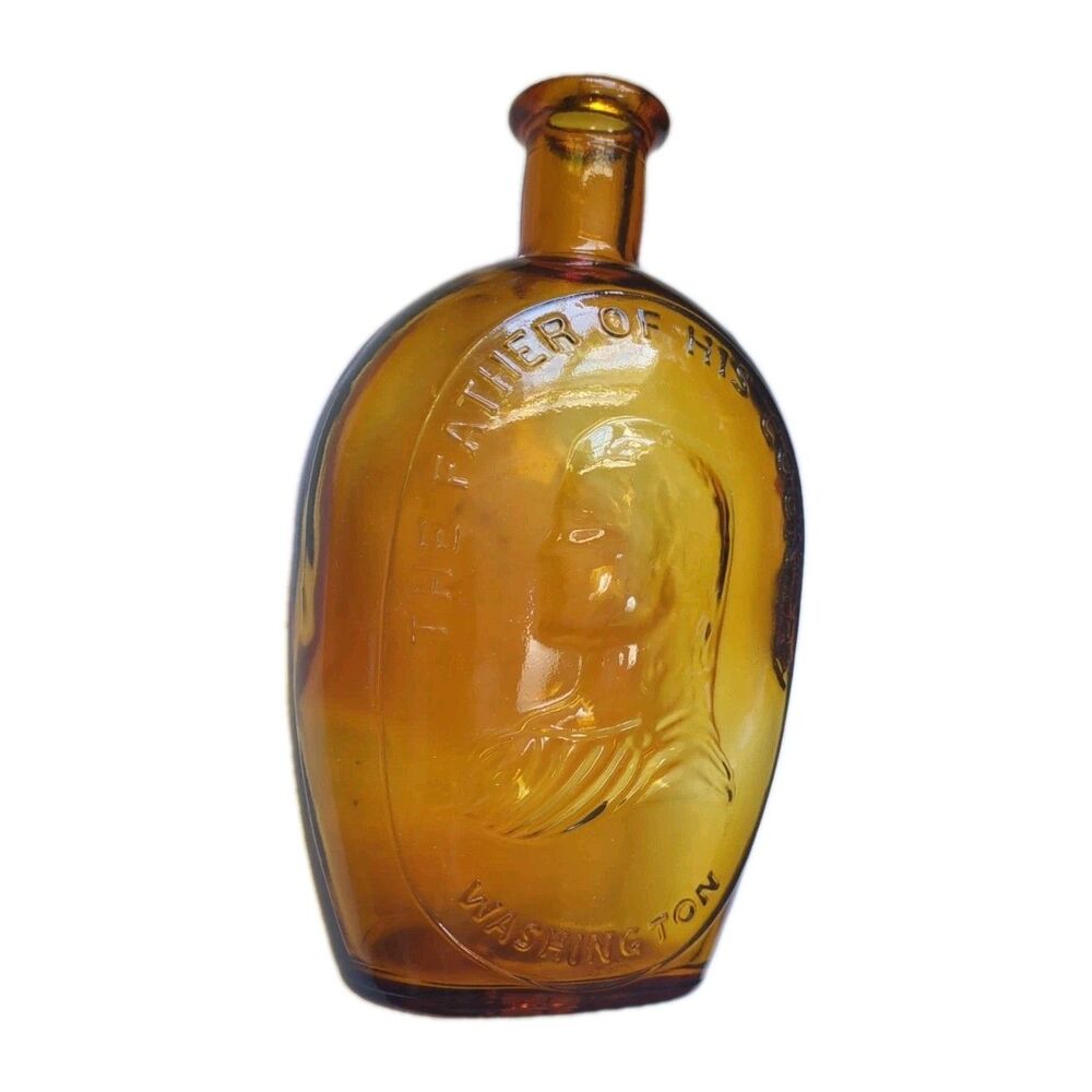 Vintage Bottle Glass Empire Glassworks The Father Of His Country Embossed Flask - Picture 2 of 10